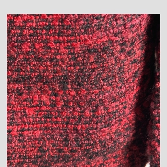 Lucky Brand Blazer Jacket Red Black Boucle Fabric Longer Length Silver Hardware - Picture 10 of 12